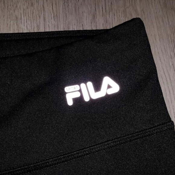 Fila Sport Running Cropped Capri Leggings Size Large Black Green Leopard Print - Picture 2 of 7